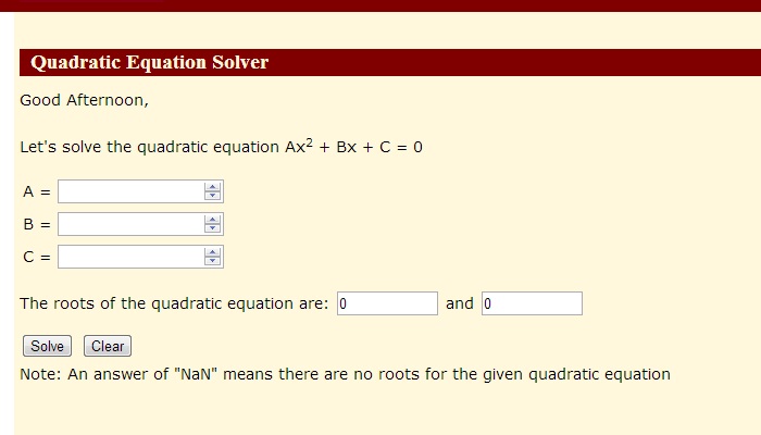 Online Quadratic Equation Solver